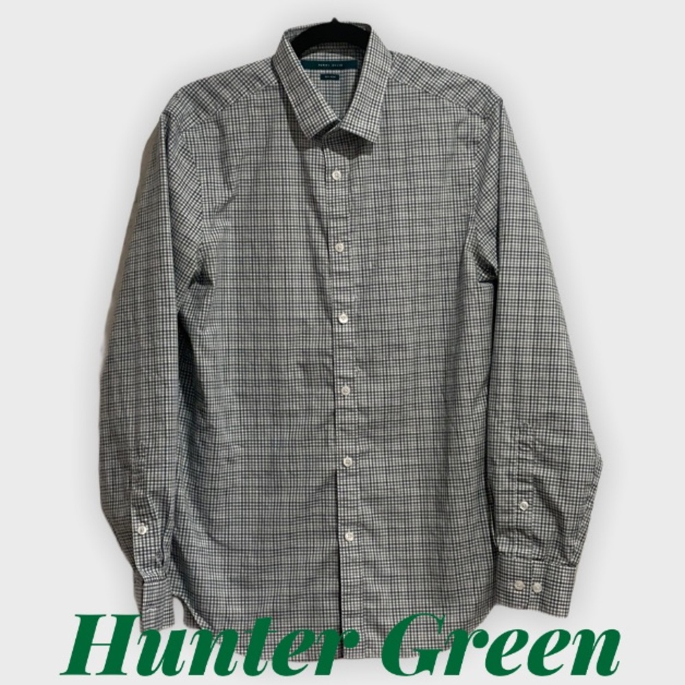 Perry Ellis Hunter Green Wrinkle Free Dress Shirt